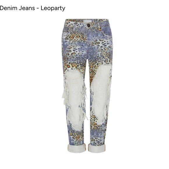 Truckers Mid Waist Straight Leg Denim Jeans - Leoparty - Picture 6 of 7